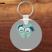 Schattige Lachende Tanden Duo Aluminium Sleutelhan Sleutelhanger (Achterkant)