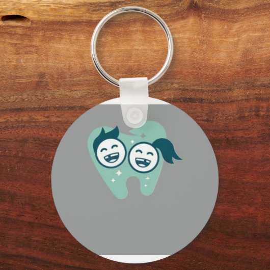 Schattige Lachende Tanden Duo Aluminium Sleutelhan Sleutelhanger (Achterkant)