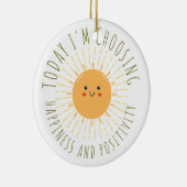 Schattige Lachende Zon Keramisch Ornament (Rechts)