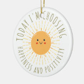 Schattige Lachende Zon Keramisch Ornament (Links)