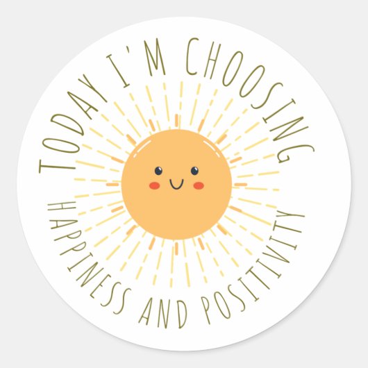 Schattige Lachende Zon Ronde Sticker (Voorkant)