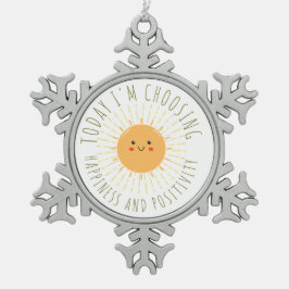 Schattige Lachende Zon  Tin Sneeuwvlok Ornament