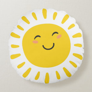 Schattige Lachende Zonneschijn Babykamer Rond Kussen