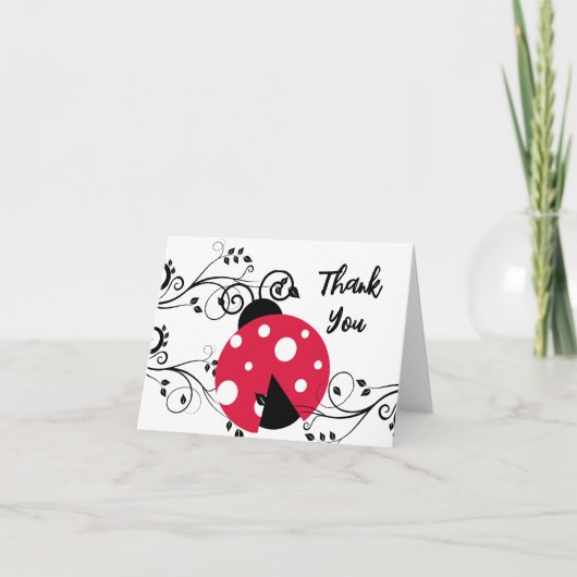Schattige Lady Bug Dank u Opmerkingen Lieveheersbe Bedankkaart (Voorkant)