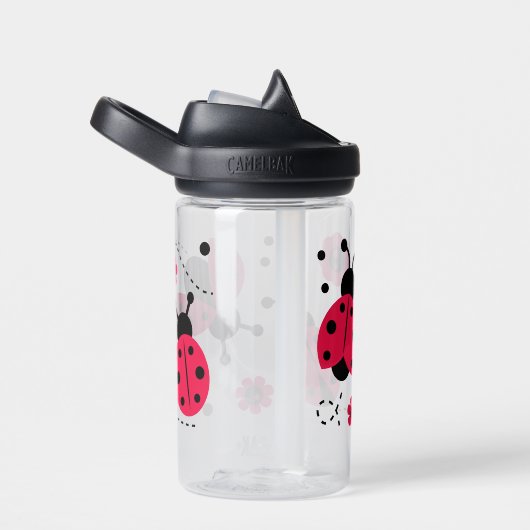 Schattige Lady Bug Flower Pattern Waterfles (Rechts)