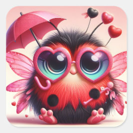 Schattige Lady Bug met paraplu Vierkante Sticker