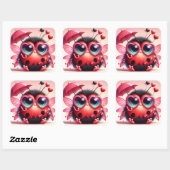 Schattige Lady Bug met paraplu Vierkante Sticker (Vel)