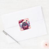 Schattige Lady Bug met paraplu Vierkante Sticker (Envelop)