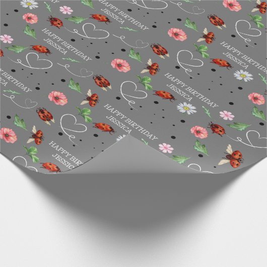 Schattige Lady Bugs Cadeaupapier (Hoek)