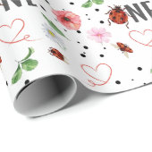 Schattige Lady Bugs Gift 1e verjaardag Cadeaupapier (Rol Hoek)