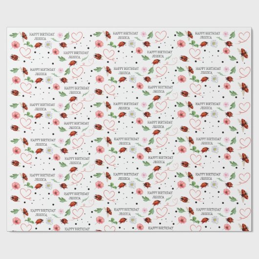 Schattige Lady Bugs Gift Cadeaupapier (Vlak)