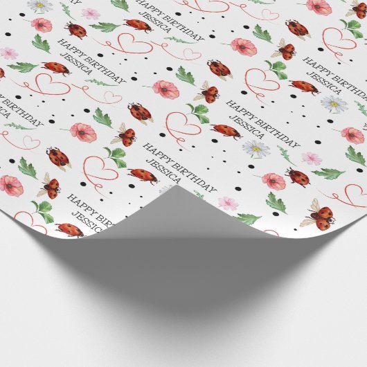 Schattige Lady Bugs Gift Cadeaupapier (Hoek)
