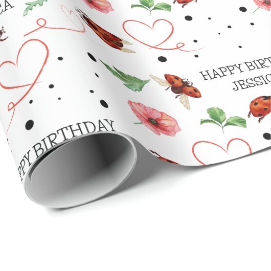 Schattige Lady Bugs Gift Cadeaupapier (Rol Hoek)