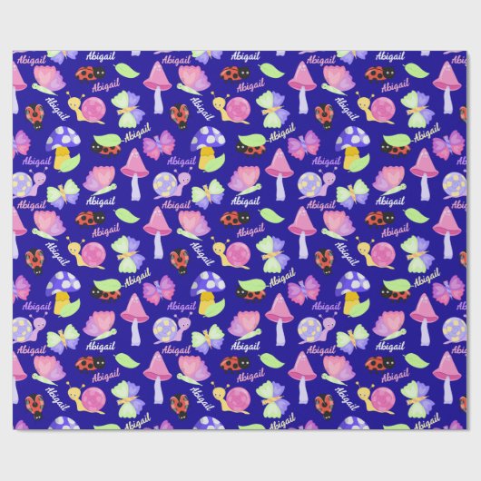 Schattige Lady Bugs Personaliseer Naam Gift Schatt Cadeaupapier (Vlak)