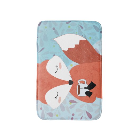 Schattige Lady Fox Leaf Achtergrond Badmat (Voorkant Verticaal)