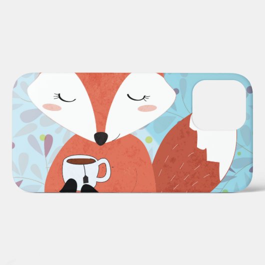 Schattige Lady Fox Leaf Achtergrond Case-Mate iPhone Case (Achterkant (horizontaal))