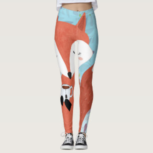 Schattige Lady Fox Leaf Achtergrond Leggings
