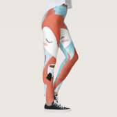 Schattige Lady Fox Leaf Achtergrond Leggings (Rechts)