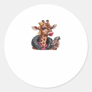 Schattige Lady Giraffe het aanbrengen van make-up Ronde Sticker