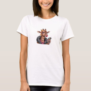 Schattige Lady Giraffe het aanbrengen van make-up T-shirt