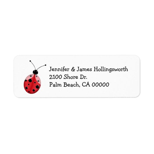 Schattige Ladybug Custom Return Adreslabel Etiket (Voorkant)