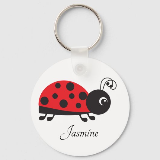 schattige ladybug-liefhebbers voegen naam toe sleutelhanger (Voorkant)