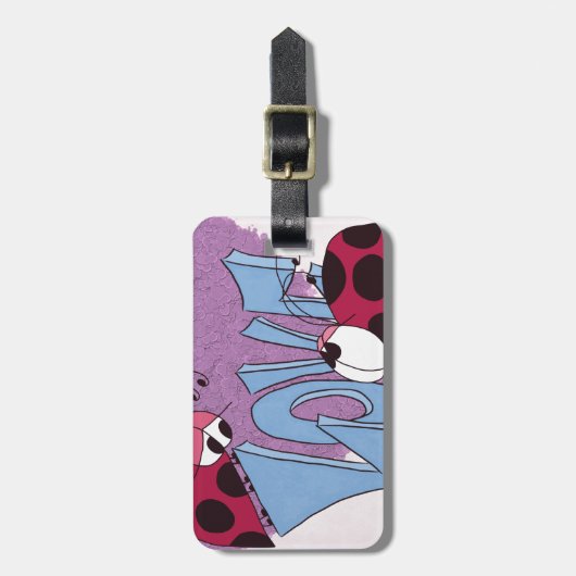Schattige Ladybug Love Cartoon Bagagelabel (Voorkant verticaal)