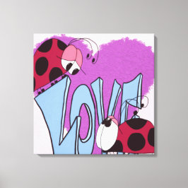 Schattige Ladybug Love Cartoon Canvas Afdruk