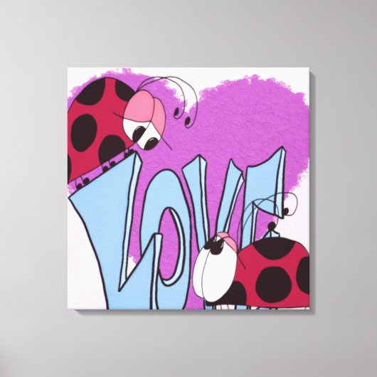 Schattige Ladybug Love Cartoon Canvas Afdruk (Voorkant)