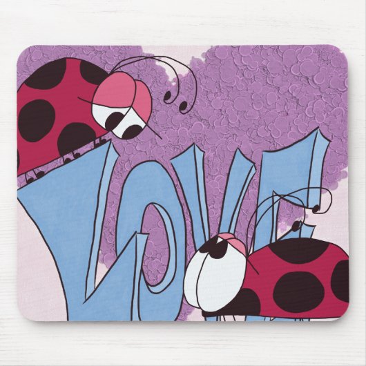 Schattige Ladybug Love Cartoon Muismat (Voorkant)