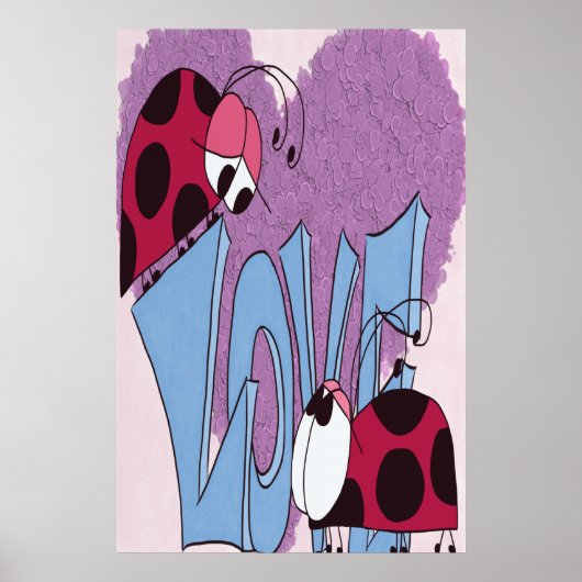 Schattige Ladybug Love Cartoon Poster (Voorkant)