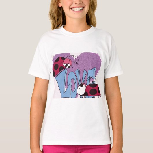 Schattige Ladybug Love Cartoon T-shirt (Voorkant)