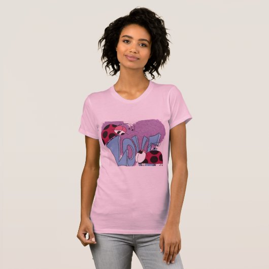 Schattige Ladybug Love Cartoon T-shirt (Voorkant volledig)