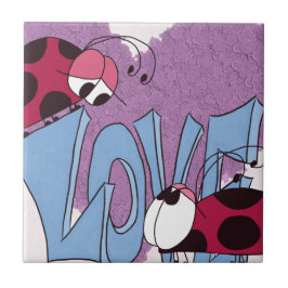 Schattige Ladybug Love Cartoon Tegeltje