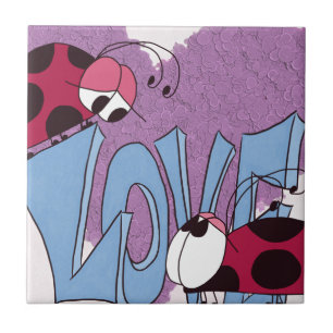 Schattige Ladybug Love Cartoon Tegeltje