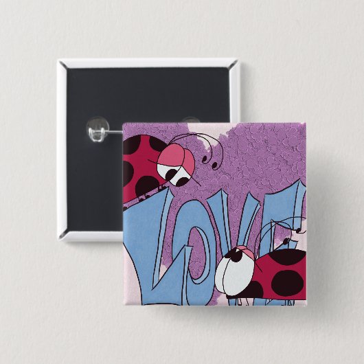 Schattige Ladybug Love Cartoon Vierkante Button 5,1 Cm (Voorkant /achterkant)