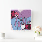Schattige Ladybug Love Cartoon Vierkante Klok (Huis)