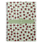 Schattige Ladybug Pattern Green Gingham Monogram N Notitieboek (Voorkant)