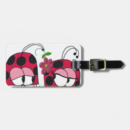 Schattige Ladybug Wooking Zijne Nieuwe Liefde Cart Bagagelabel
