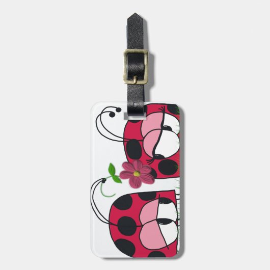 Schattige Ladybug Wooking Zijne Nieuwe Liefde Cart Bagagelabel (Voorkant verticaal)