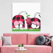 Schattige Ladybug Wooking Zijne Nieuwe Liefde Cart Canvas Afdruk (Insitu (Woonkamer))