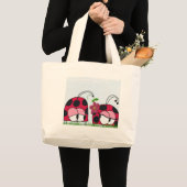 Schattige Ladybug Wooking Zijne Nieuwe Liefde Cart Grote Tote Bag (Voorkant (product))
