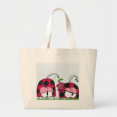 Schattige Ladybug Wooking Zijne Nieuwe Liefde Cart Grote Tote Bag (Voorkant)