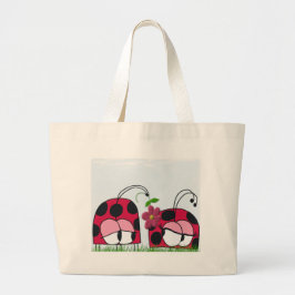 Schattige Ladybug Wooking Zijne Nieuwe Liefde Cart Grote Tote Bag