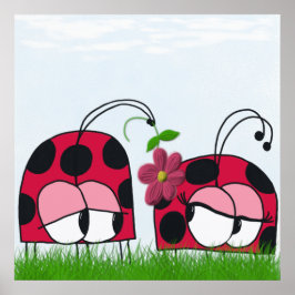 Schattige Ladybug Wooking Zijne Nieuwe Liefde Cart Poster