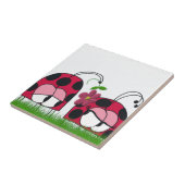 Schattige Ladybug Wooking Zijne Nieuwe Liefde Cart Tegeltje (Zijkant)