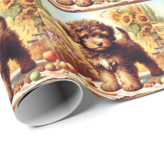 Schattige Lagotto Romagnolo schilderij Cadeaupapier (Rol Hoek)