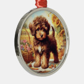 Schattige Lagotto Romagnolo schilderij Metalen Ornament (Rechts)