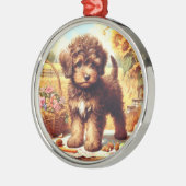 Schattige Lagotto Romagnolo schilderij Metalen Ornament (Links)