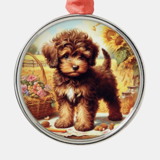 Schattige Lagotto Romagnolo schilderij Metalen Ornament (Voorkant)